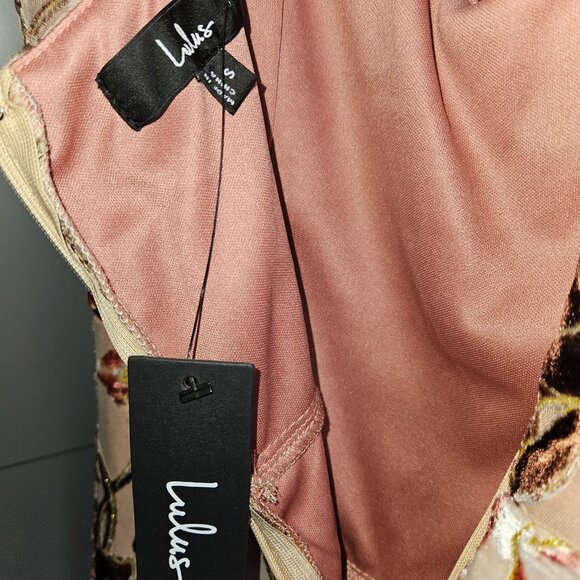 Lulus Composed Beauty Blush Pink Burnout Velvet Floral Midi Dress - NWT, Size S - Picture 3 of 9